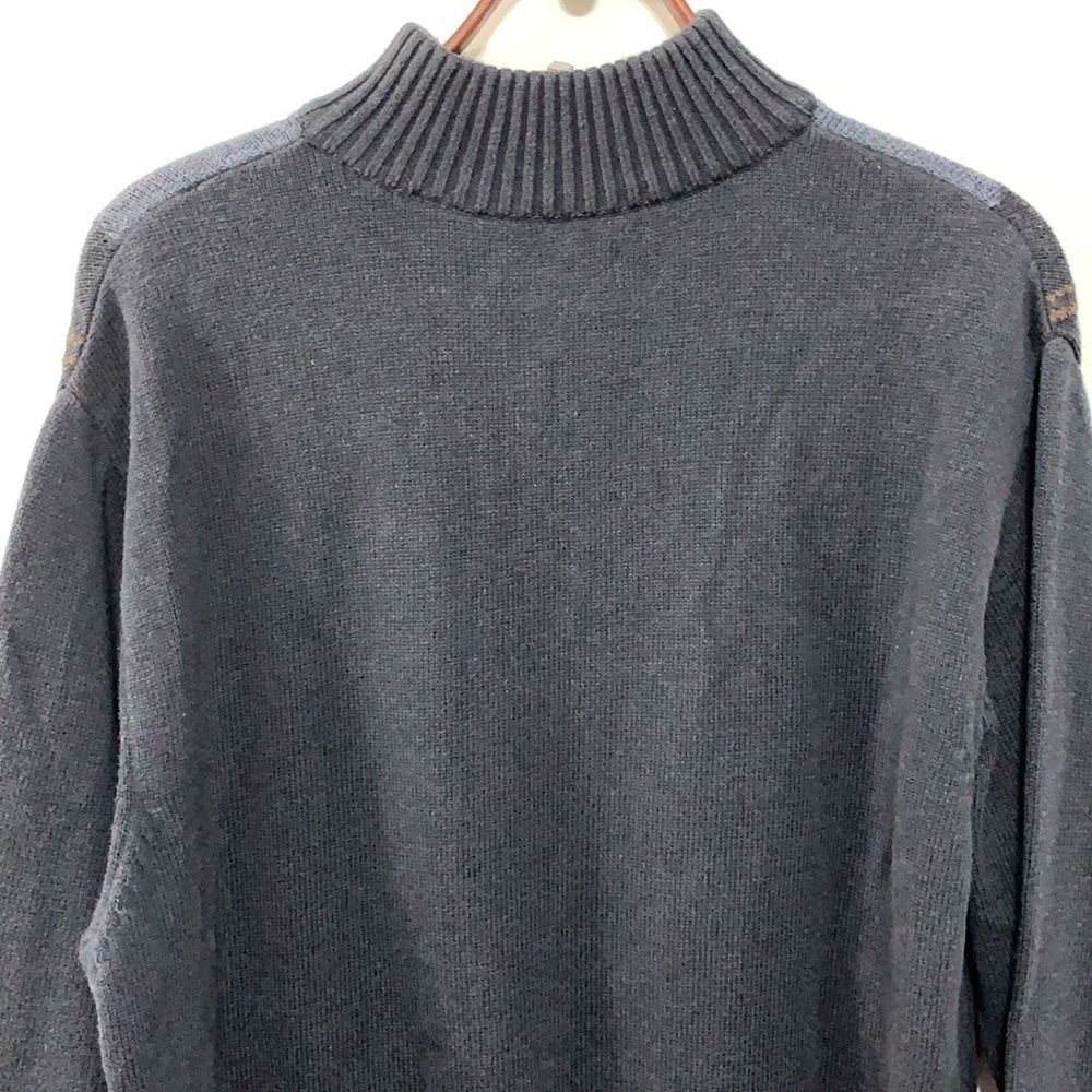 Alex Cannon 1/4 Zip Black Blue Tan Diamond Argyle Knit Pullover Cotton Sweater M - Picture 12 of 17